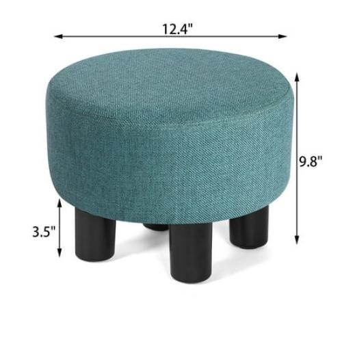 Homebeez Linen Ottoman Foot Stool Round Padded Foot Rest with Non-Skid Legs, Soft Step Stool for Couch, Desk, Hallway, Office, Lounge, Dorm Room Multiple Colors
