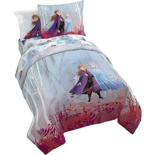 Disney Frozen Forest Spirit 7 Piece Full Size Kids Bed Set with Shams