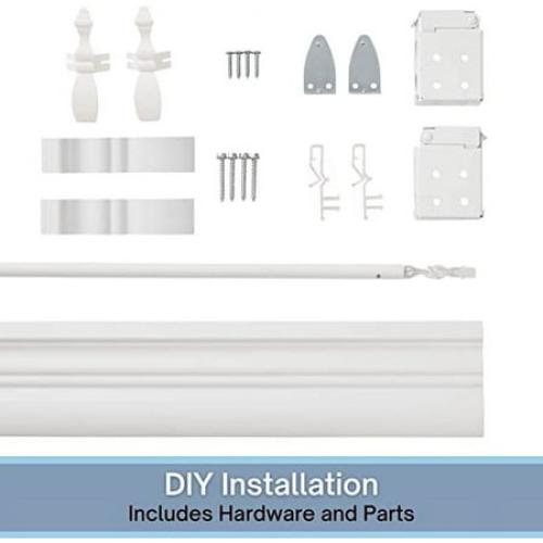 Lotus & Windoware Cordless 2 Faux Wood Room Darkening Horizontal Blind, 34 Width x 60 Length, Bright White, Smooth