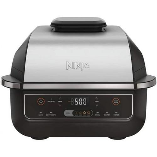 Ninja Foodi 6-in-1 Indoor Grill with Air Fry, Roast EG201 Black/Silver: Smokeless, Cool Touch, Digital Display, Dishwasher-Safe, Recipes Included