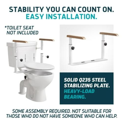 Lunderg Toilet Safety Rails for Seniors - Easy Installation & Super Sturdy - Non-Bulky and Elegant Toilet Safety Frame - Ideal Toilet Seat Handles for Elderly, Post Surgery or Mobility Issues