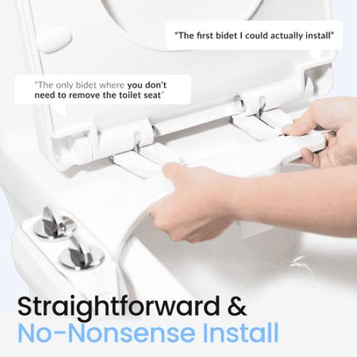 LUXE Bidet NEO 320 Plus – Warm Water Bidet Attachment, EZ-Lift Hinges, 360° Self-Clean (Chrome)