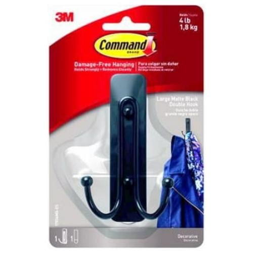 Command 17036MB-ES Decorative Double Hook, Matte Black, 4-Lb. - 2 Pack