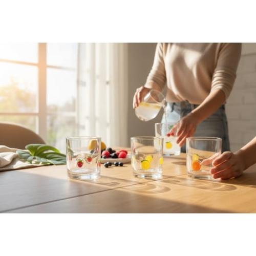 Fruit Design Glass Tumblers Set of 4 (14oz) missing a glass