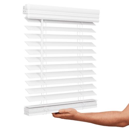 Lotus & Windoware Cordless 2 Faux Wood Room Darkening Horizontal Blind, 30 W x 84 L, Bright White, Smooth