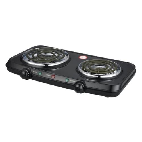 Mainstays Double Burner, 120V~ 1800W, Portable, Easy to Cook, Elegant Classic Design, 3.28 lbs