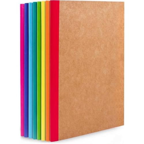 8.3x5.5 feela 8 Pack Composition Notebooks Bulk, Kraft Cover Lined Blank College Ruled Composition Travel Journals with Rainbow Spines For Women Students Business, 60 Pages, 8.3”x 5.5”, A5, 8 Colors