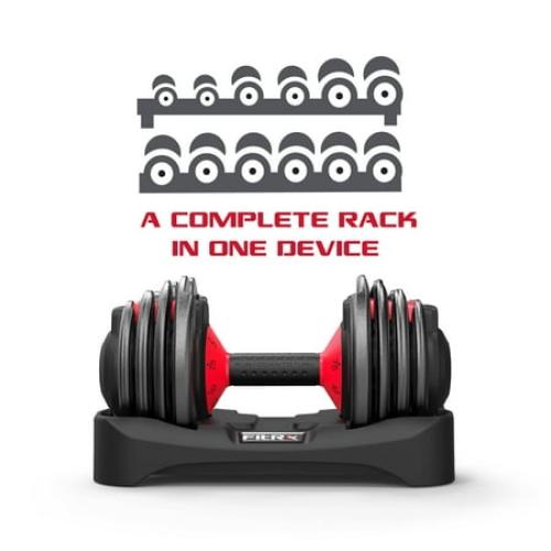 FitRx SmartBell 1 Pack, 25lbs. Quick-Select 9 in 1 Adjustable Dumbbell for Home Gym, 5-25lbs. Weight in 2.5lbs Increments