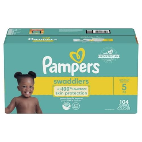 Pampers Swaddlers Soft and Absorbent Diapers, Size 5, 104 Count