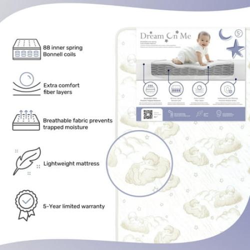 Dream on Me Twilight 5 80 Coil 2-In-1 Crib & Toddler Innerspring Mattress