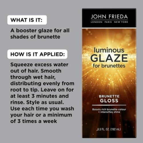 John Frieda Brilliant Brunette Luminous Glaze for Glossy Brown Hair Color, 6.5 fl oz