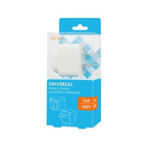 Reiko Wireless Universal Travel Plug Adapter - UK/EU/AU to US, White