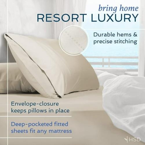 Hotel Sheets Direct 100% Bamboo 3 Piece Bed Sheet Set, Twin XL, White