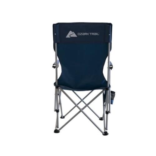 Ozark Trail Hard Arm Chair, Durable Polyester Seat, Strong Steel Frame, Portable with Cup Holder
