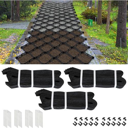 2 Depth Ground Grid for Gravel, 36x4 FT Geo Gravel Grid Driveway 1885 lbs per Sq Ft Load with Connection Buckles, Geo Cell Permeable Stabilization System for Driveways Walkway Slope Pathway & Garden