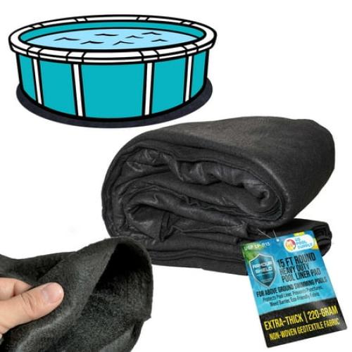 Black 15Ft U.S. Pool Supply Armour Shield 15-Foot Round Heavy Duty Pool Liner Pad for Above Ground Swimming Pools - Protects Pool Liner, Prevents Punctures, Weed Barrier, Eco-Friendly Fabric - Extends Liner Life