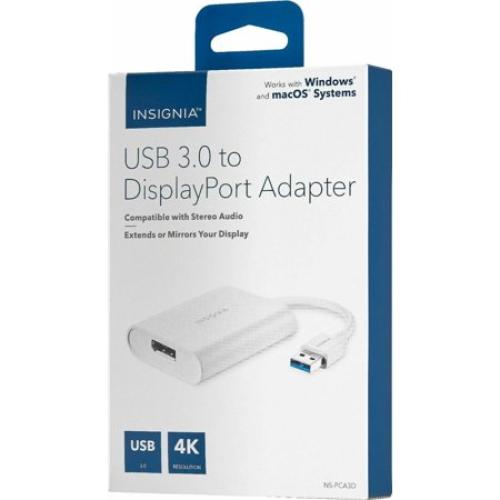 Insignia- USB 3.0 to DisplayPort Adapter - White NEW