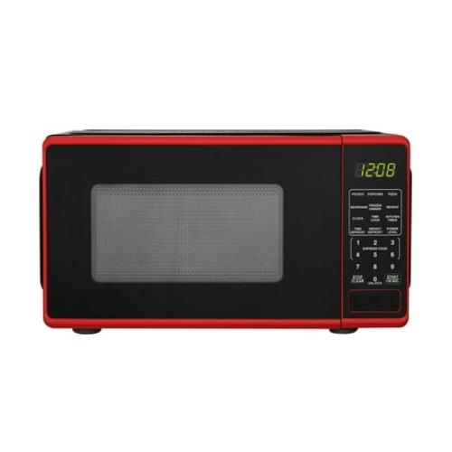 Mainstays 0.7 Cu ft Countertop Microwave Oven, 700 Watts, Red, New