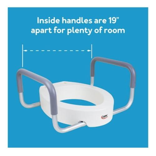 Carex 4.5 Raised Toilet Seat with Armrests, for Elongated and Round Toilets, Removable Handles, 300 lb Capacity