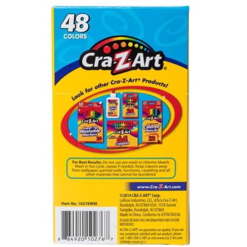 1Box with Cra-Z-Art 48 Count Multicolor Washable Crayon, Children to Adult, Back to School Supplies