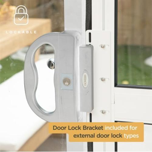 Hakuna Pets Medium White Glass Sliding Door Patio Pet Door, With Lockable Flap, Suitable for Most Sliding Doors