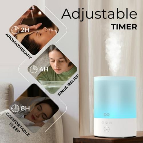Everlasting Comfort 2.5L Ultrasonic Cool Mist Humidifier - Quiet, Easy Fill & Clean, Auto Shut-Off, Aromatherapy