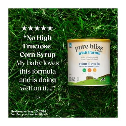 Pure Bliss by Similac Irish Farms Powder Baby Formula, Easy to Digest, 24.7-oz Can, Pack of 4