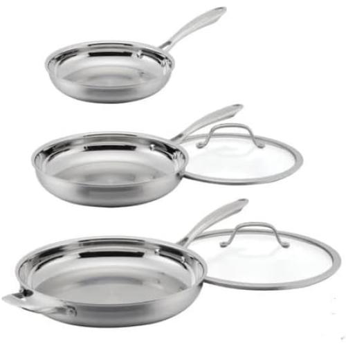 Cuisinart Tri-Ply Clad Stainless Steel 3-Piece Skillet Set, with Heat Surround™