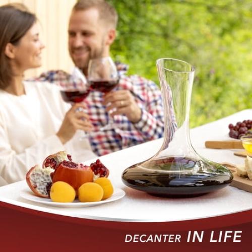 Le Chateau Wine Decanter - Hand Blown Lead Free Crystal Carafe (750ml) - Red Wine Aerator, Gifts