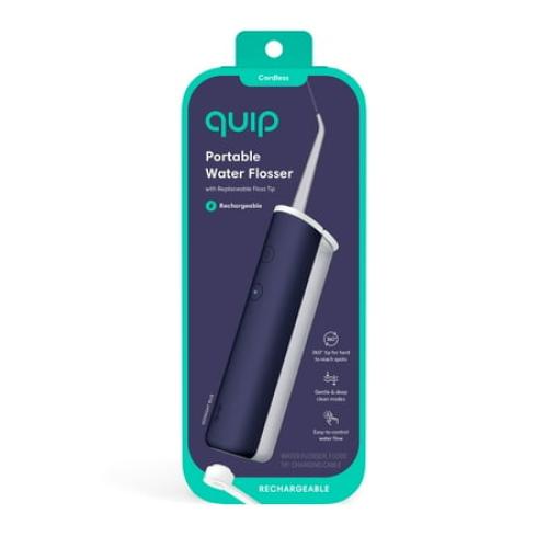 Quip Cordless Rechargeable 2 Pressure Modes Plastic Water Flosser, Midnight Blue