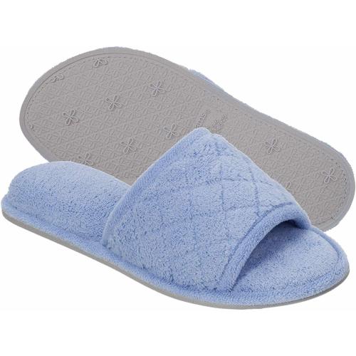 Dearfoams Women's Beatrice Microfiber Terry Slide with Quilted Vamp Slipper
