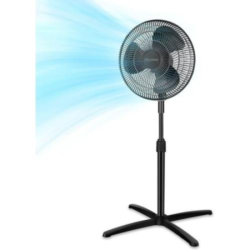 PELONIS Fan Portable 16 Inch Pedestal Fan, 3-Speed, 90 Oscillation, Adjustable Height, Standing Floor Fan for living room, bedroom, kitchen, and home office, Black, PFS40M2ABB