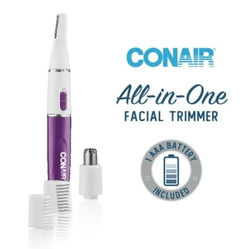 Conair All-In-1 Body and Facial Hair Removal for Women, Cordless Trimmer, Perfect for Face, Ear/Nose, Eyebrows, Legs, and Bikini Lines LLT2LX