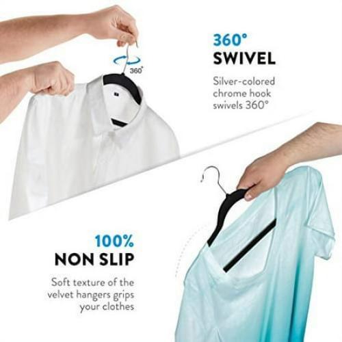 Velvet Heavy Weight Clothing Hanger, 50 Pack, Black