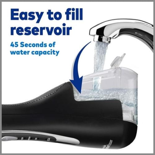 Black Waterpik Cordless Advanced Water Flosser For Teeth, Gums, Braces, Dental Care With Travel Bag and 4 Tips, ADA Accepted, Rechargeable, Portable, and Waterproof, Black WP-582