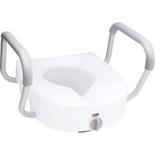 Carex E-Z Lock Raised Toilet Seat With Handles, 5 Toilet Seat Riser with Arms, Handicap Raised Toilet Seat For Seniors and Elevated Toilet Seat