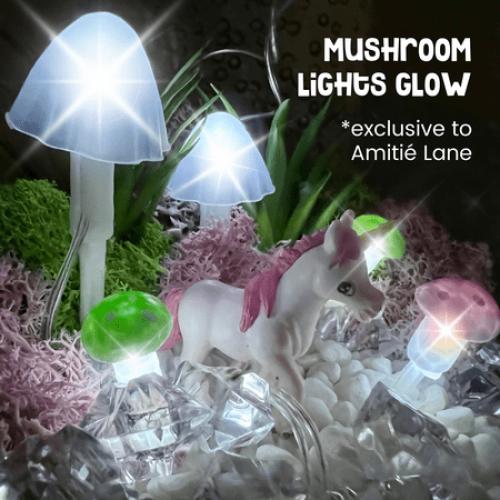 Amitie Lane DIY Itsy Unicorn Terrarium, LED Mushroom Lights, Arts & Craft, Girls Ages 6