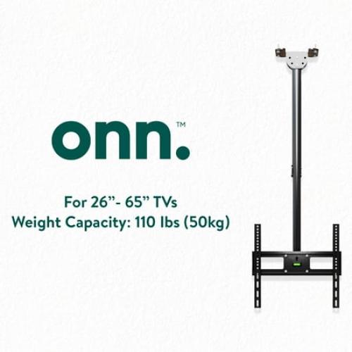 onn Full Motion Ceiling TV Mount for 26 to 65 TVs, UL Listed, Holds up to 110 lbs