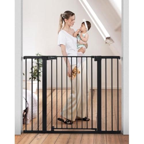 COMOMY 36 Extra Tall Baby Gate for Stairs Doorways, Fits Openings 29.5 to 48.8 Wide, Auto Close Extra Wide Dog Gate for House, Pressure Mounted Easy Walk Through Pet Gate with Door,