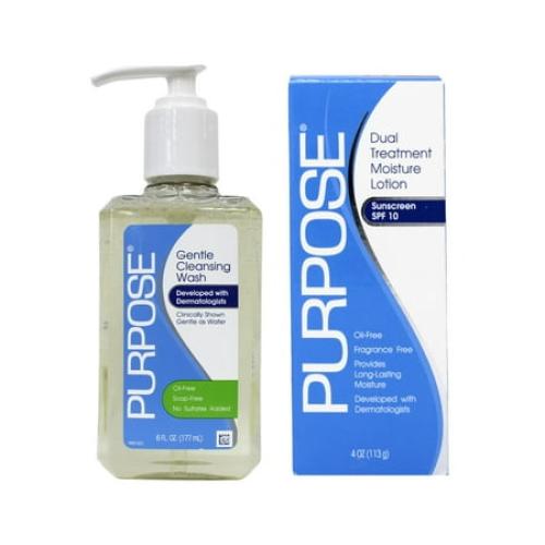 Bausch   Lomb Purpose Skincare Kit: Gentle Cleansing Wash, 6 fl oz & Dual Treatment Moisture Lotion with SPF 10, 4 oz - Dermatologist Developed, Oil-Free 1 Each