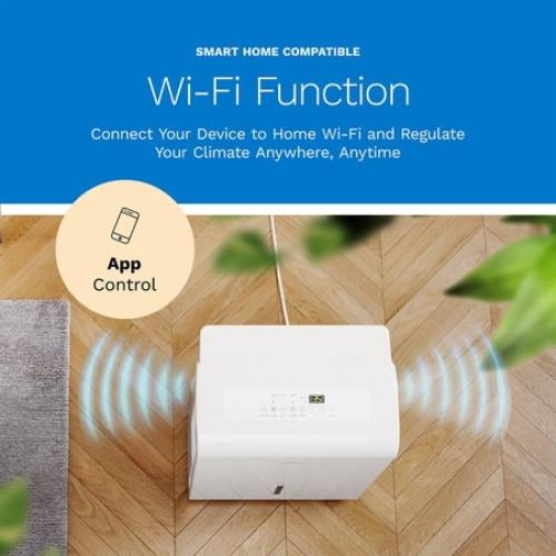 hOmeLabs 4,500 Sq. Ft WiFi-Enabled Energy Star Dehumidifier - Powerful Humidity Control for Large Rooms & Basements - Robust Moisture Removal 50 pint (Previously 70 Pint)