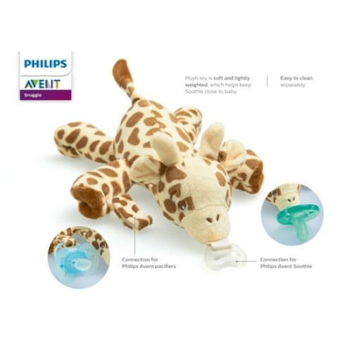 Philips Avent Soothie Snuggle Pacifier Holder with Detachable Pacifier, 0m , Giraffe, SCF347/01