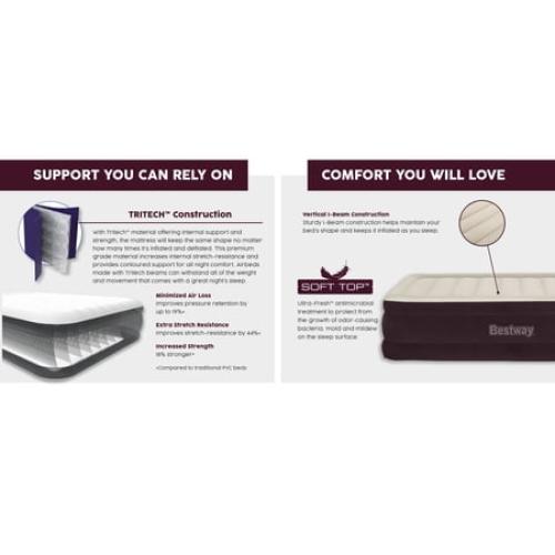 Bestway Maroon 20 Queen Air Mattress with Built-in Pump