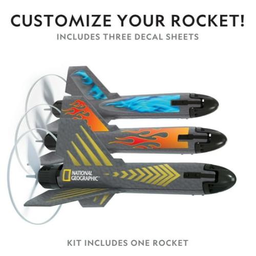 NATIONAL GEOGRAPHIC Rocket Launcher for Kids – Motorized Air Rocket, Self-Launching Rocket Toy with Safe Landing, Launch Rocket up to 200 ft.