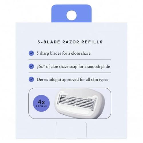 Billie Women’s Razor 5-Blade Razor Cartridge Refills, 4 Ct