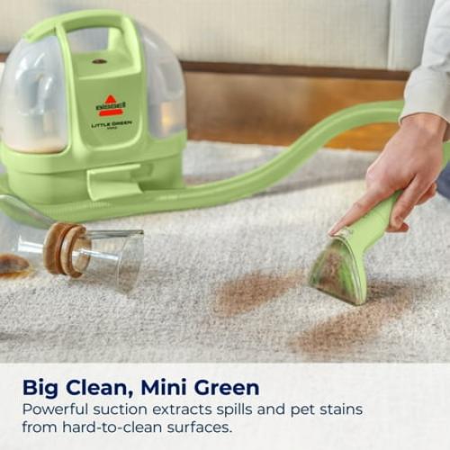BISSELL® Little Green® Mini Portable Carpet and Upholstery Deep Cleaner with Tough Stain Tool, HydroRinse Tool, and 8 oz Little Green Formula, 4075