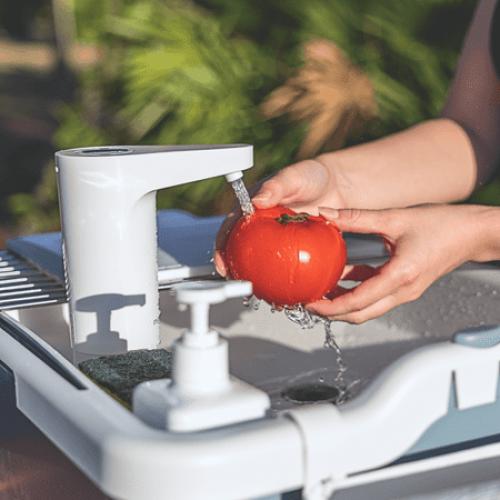 Mighty Sink Portable Sink: Patented Wash Station with Electronic Faucet | 2 Gallons | Easy Setup | Indoor & Outdoor Use | Ideal for Dishwashing, Camping Hygiene, Gardening, Pottery & More