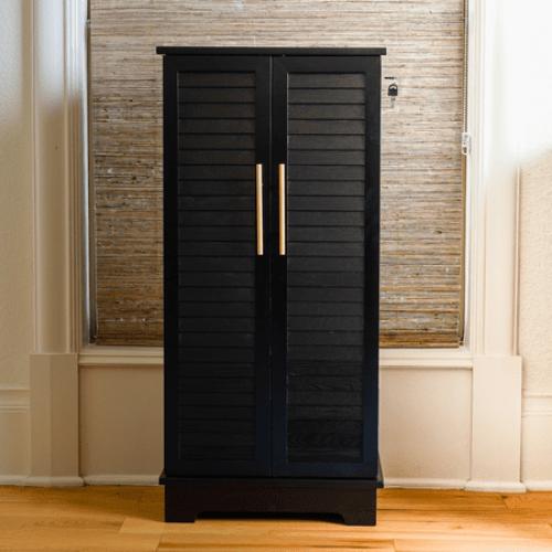 Hives & Honey Port Elegant Charcoal Jewelry Armoire: Freestanding, Lockable Wooden Cabinet for Women ***WHITE***