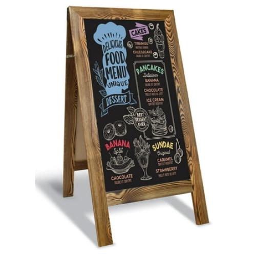 Size 20x40 Magnetic A-Frame Chalkboard Sign, Extra Large 20 x 40, Standing Chalkboard Easel, Deluxe Set with Multiple Accessories, Outdoor Sidewalk Sandwich Board Sign, by Better Office Products (Rustic Brown)