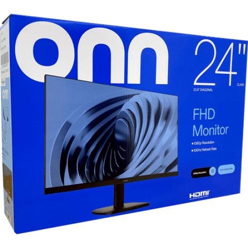 onn 24 FHD (1920 x 1080p) 100hz Office Monitor with 6.07 ft HDMI Cable, Black